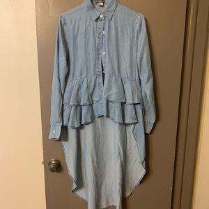 Venus long sleeve denim high low top